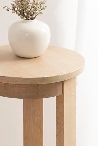 Kate and Laurel Foxford Modern Tiered Round Drink Table, 12 x 12 x 30, Light Natural, Transitional Two-Tier Circle Plant Stand for Use as Living Room Pedestal Table or Small Bedroom Nightstand - Image 5
