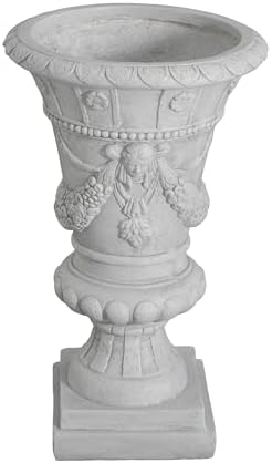 Merax 23.75'' H MGO Garden Urn Planter with Drainage Hole, Hand-Painted Outdoor & Indoor Decorative Urn, Light Grey - Image 4