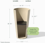 Veradek Column Series Tall Planter - Tapered Outdoor Planter with Shelf - Image 2