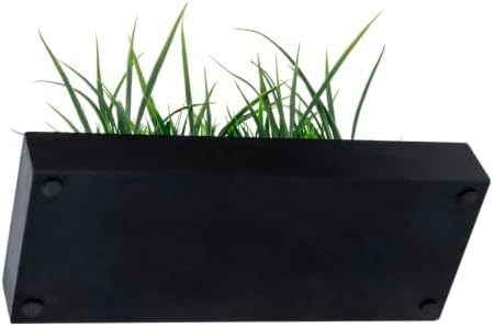 MyGift Artificial Grass Plant in Rectangular Wood Planter (Black, 10 Inch) - Image 7