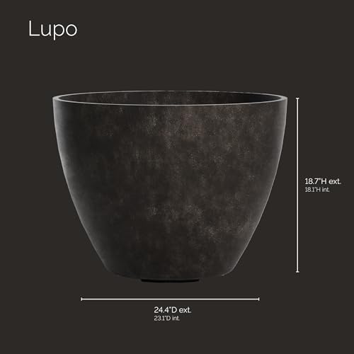 Lupo Tapered Indoor/Outdoor Planter, 24x18in Brown Stone - Image 2