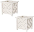 Pure Garden Outdoor Planter Box - 13” Tall White Plant Pot, 14.75" Square by PureGarden