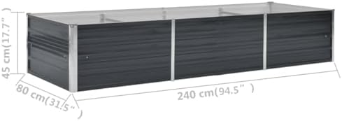 vidaXL Garden Raised Bed Anthracite 94.5"x31.5"x17.7" Galvanized Steel - Image 3