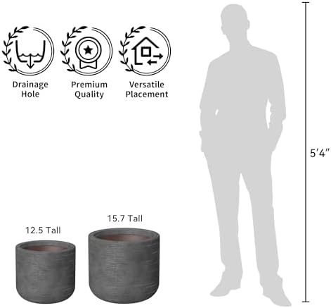 Kante Large Round Capsule Dark Gray Concrete Planter 13.8" Dia, Outdoor - Image 7