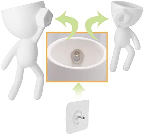 2 Pack Ceramic Wall Plant Pots Hanging Planter Succulent Plant Pots Creative Human Shaped Small Cactus pots Flower Pots Mini Plant Planters for Home Decoration White - Image 5