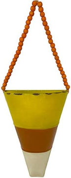 Candy Corn Decor Scone Hanging Half Planter Fall Autumn Halloween Metal Decoration Rustic Indoor Outdoor Accent Home Office Party Accessory (Wall Planter) by STC+World