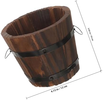 SHINEOFI 4pcs Small Carbonized Wood Planter Pots Whiskey Barrel Style Plant Containers for Indoor Outdoor Garden Vegetable Planting - Image 2
