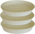 3 Pack of 25 26 inch Plant Saucer (22.7 Inch Base), 4.2" Depth, Large Deep Plastic Flower Planter Water Trays for Indoors Outdoor Bath Bath, Plant Drip Trays for Pot (26", Beige) by Bleuhome