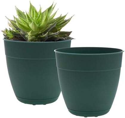 Bloem Dayton 20" Recycled Plastic Planter with Saucer, Turtle Green, 2-Pack by Bloem