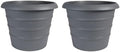The HC Companies 12 Inch Marina Planter Lightweight Indoor Outdoor Plastic Plant Pot for Herbs and Flowers, Warm Gray (Pack of 2) by TheHCCompanies