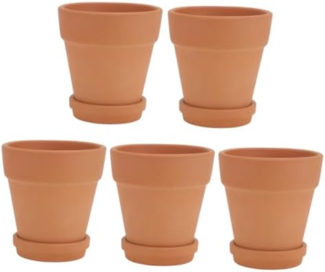 Red Clay Succulent Plant Pots with Saucers 8x8cm Terracotta Containers Set of 5 for Indoor Outdoor Gardening Decorative Flower Planters with Drainage by CONGARTENO