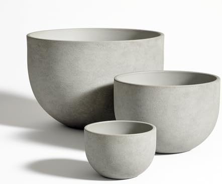 Large Resin Planter Pot for Trees Big Flower – Lightweight Round Plant Pot with Stone-Textured Finish, Weather-Resistant Decorative Outdoor & Indoor ((3 Sizes Combo: 13" + 17.7" + 21.7")) by Unknown