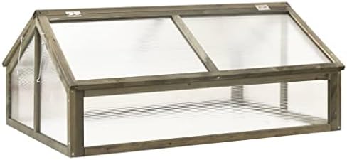 Firwood Garden Portable Greenhouse, Wooden Greenhouse Raised Flower Planter with 2 Roofs, Garden Portable Mini Greenhouse Cabinet for Outdoor Indoor Use 44.8" x 31.4" x 19.6"/Gray by GolinpeiloFurniture