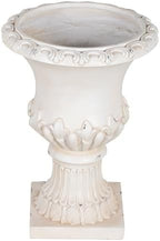 Christopher Knight Home 24.8 Inch Vintage Fleur-de-Lis Pedestal Urn Planter MGO Outdoor Flower Pot Faux Stone Garden Planter for Patio Porch Entryway Decor, Antique White - Image 4