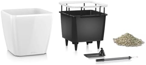 Lechuza 16160 Quadro LS 35 Self-Watering Planter, Cream White High Gloss - Image 4