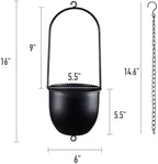 Metal Hanging Planters Set of 2 with 6 Inch Oval Pots - Stackable and Connectable Plant Hangers - Black Modular Wall and Ceiling Mount Holders for Indoor and Houseplants - Image 3