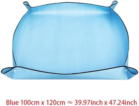 Repotting Mat Planting Mat Home Gardening Supplies Potting Pad Foldable Garden Plant Flower Pot Reusable Transplanting Waterproof Mats(Blue 100 X 120CM) - Image 2