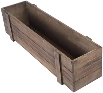 Efavormart 24"x6" Smoked Brown Rectangle Wood Planter Box with Plastic Liner, DIY Rustic Wooden Window Box for Wedding Table Centerpieces and Farmhouse Party Decor - Image 7