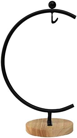 Ornament Display Stand Iron Hanging Pot Hook Stand Rack Holder for Hanging Glass Globe Terrarium Witch Ball Home Wedding Decoration Creative Gift Wood Base (Big G-Shaped Wood Base 3 Pack, Black) - Image 6