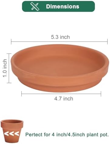 vensovo Plant Pot Saucer Set - Includes 1 Pack 9-Inch Ceramic Plant Saucer and 6 Pack 5-Inch Terracotta Plant Saucer,Perfect for Indoor or Outdoor Use - Image 5