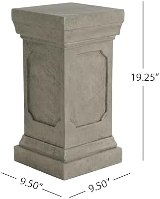 Christopher Knight Home Classic Square Flower Stand 19.25" Pedestal Plant Stand Indoor Outdoor Display Table for Ferns Orchids Sculptures with MGO Construction Brushed Finish, Light Gray - Image 5