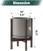 D'vine Dev Ceramic Pot with Walnut Wood Stand, Grey, 10 in, 55-B-X-3 - Image 3