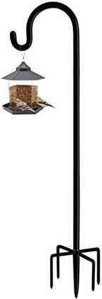 Adjustable Outdoor Shepherd Hook Stand with 5 Prong Base, 108 Inches Tall 3/5 in Thick, Shiny Black (1 Packs) by Artibear