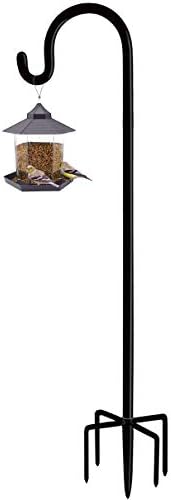 Adjustable Outdoor Shepherd Hook Stand with 5 Prong Base, 108 Inches Tall 3/5 in Thick, Shiny Black (1 Packs) by Artibear