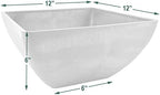 PSW Pot Collection 12x6 inch Plastic/Stone/Wood Composite Square Planter – No Drainage Hole (Drillable), Modern Indoor/Outer Pot for Flowers, Foliage, Succulents, Fairy Gardens, Chocolate - Image 4