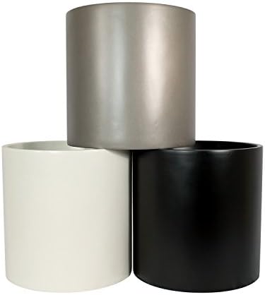 Brea Round Cylinder Fiberglass Planter (D:14" x H:14", Metallic Grey) - Image 5