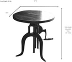 Carolina Chair & Table Adjustable Hand Crank 18" Wooden Top Rustic Side Table - Cast Iron Base Round Accent Table for Farmhouse, Living Room, or Bedroom (Industruial) - Image 3