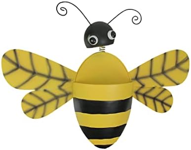 Bumble Bee Wall Pocket Planter, 21 Inch Black and Yellow Metal Vase by Zeckos