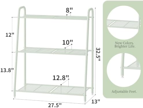 Kitsanery Metal Plant Stand Indoor Outdoor for Multiple Plants,3 Tier Plant Shelf,Large Heavy Duty Flower Holder Ladder Plant for Living Room, Patio, Balcony (Green) - Image 5