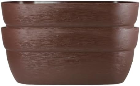 Emsco Group Bloomers Rail Planter, 24" Weatherproof Resin Deck & Balcony Planter with Drainage – Fits 2x4 & 2x6 Rails– Earth Brown, 2 Pack by EmscoGroup