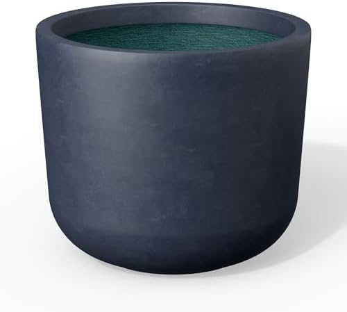 Kante Charcoal Concrete Planter 9" Dia All-Weather Round Small Pot by Unknown