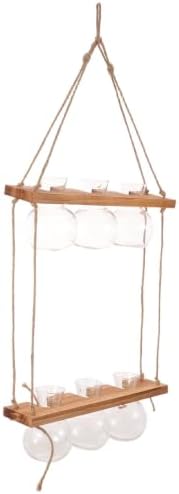 TOYANDONA Wall Hanging Plant Propagation Station, 2 Tier Wooden Vase Holder by Unknown
