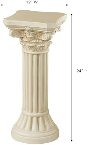 Touch of Class Corinthian Column Pedestal, Ivory Wash, Small, 24" H - Image 5
