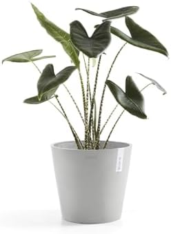 Ecopots Amsterdam Round Flower Planter, White Grey, 12" - Image 5