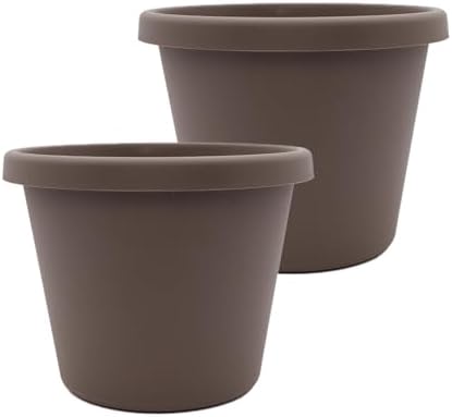 The HC Companies Prima Round Planter Pot, 14 Inch, Cappuccino, 2-Pack by TheHCCompanies