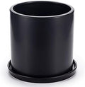 Plant Pots 10 Inch Ceramic Planter with Drainage Hole and Saucer, Matte Black Modern Cylinder Planter Pot for Indoor Outdoor Plants Flowers, Full Glazed Finish by SANDYBAYTAS
