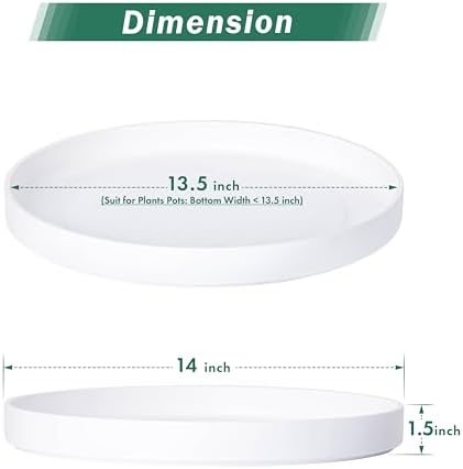 Phoenix Vine 14 Inch Plastic Plant Saucer Water Drip Tray, Heavy Sturdy Round Plant Drainage Tray for Indoors Outdoor, Set of 2, Matte White, 21-TY-14W-2 - Image 2