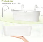 Dahey 15 Inches Railing Planter Box 4 Pcs Metal Hanging Flower Pots, White - Image 2