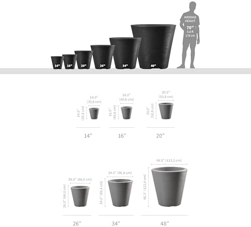 Crescent Garden Madison Planter– Weather-Resistant, Double Walled Indoor/Outdoor Plant Pot with Drain Hole – Large Plastic Plant Pot, 26" W (Mocha) - Image 3