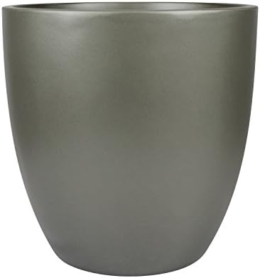 Santiago Round Cylinder Fiberglass Planter (D:10.75" x H:10.5", Metallic Grey) by Unknown