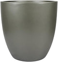 Santiago Round Cylinder Fiberglass Planter (D:10.75" x H:10.5", Metallic Grey) by Unknown