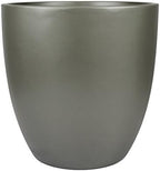 Santiago Round Cylinder Fiberglass Planter (D:10.75" x H:10.5", Metallic Grey) by Unknown