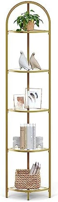 VASAGLE 5-Tier Corner Shelf Stand, Tempered Glass, Steel Frame by VASAGLEbySONGMICSHOME