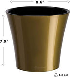 Gardenera 8.6" ARTE Self Watering Planter (Set of 3) in GOLD/BLACK - Indoor Flower Pot for All House Plants, Flowers, Herbs, Succulents, Orchideas, Dahlias and African Violets - Image 2