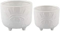Flora Bunda 6IN & 4.75IN Evil Eye Ceramic Footed Planter,Set of 2, Matte White by RADIANSGROUPINC
