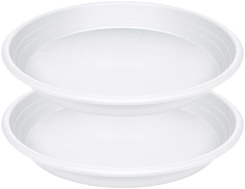 2 Pack of 16 inch Plant Saucer, Large Plant Tray, Heavy Sturdy Plant Drainage Tray for Indoors, Bird Bath Bowls, Sturdy Plastic Pot Tray for Planter (White) by Unknown